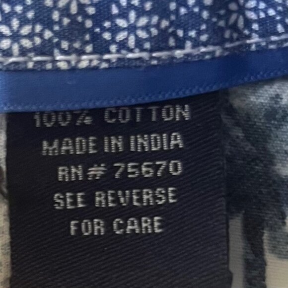 MB Michael Brandon Hawaiian Shirt Mens Large White Blue Casual Slim Fit - Picture 8 of 8